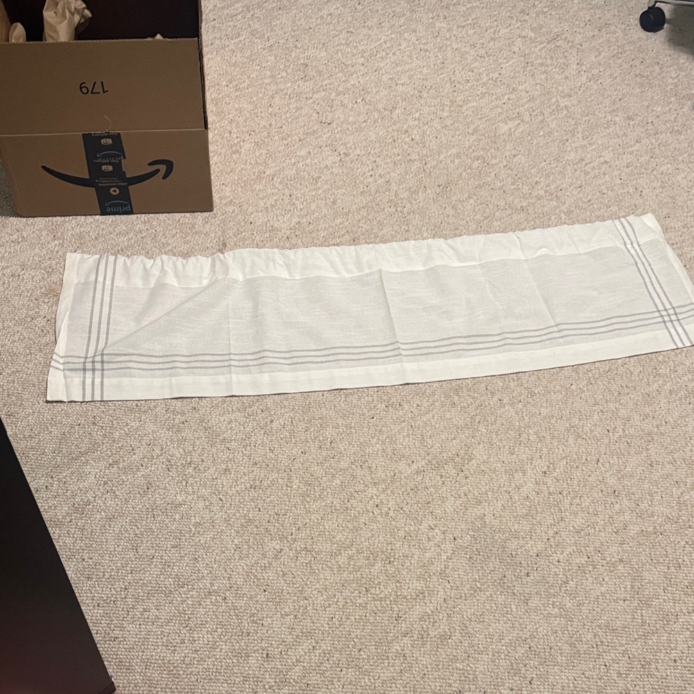 White and Gray Striped window valences (4)